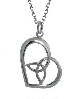 Celtic Trinity Knot Heart Pendant Sterling Silver Necklace